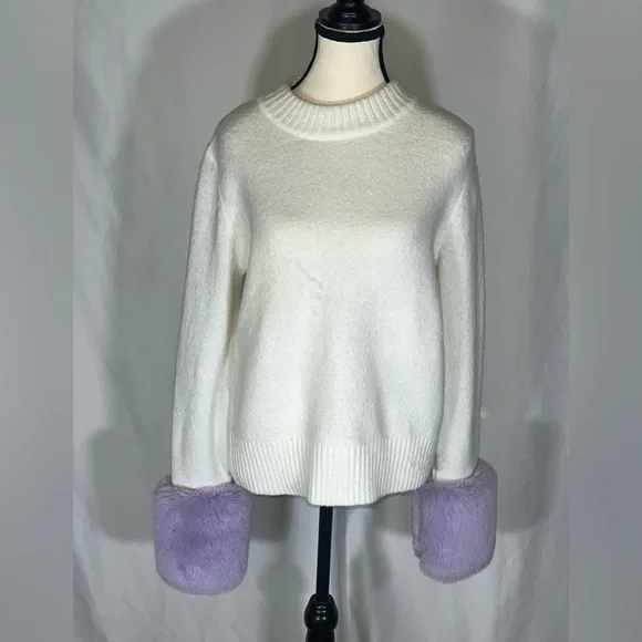 Saks Fifth Avenue Faux Fur Knit Sweater - Picture 1 of 7